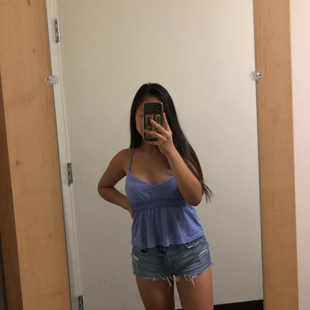 Indigo/purplish peplum top